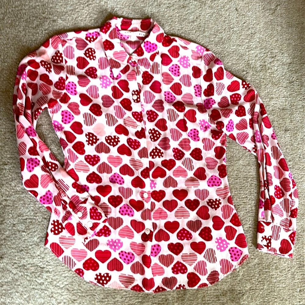 Max Studio silk shirt heart size S